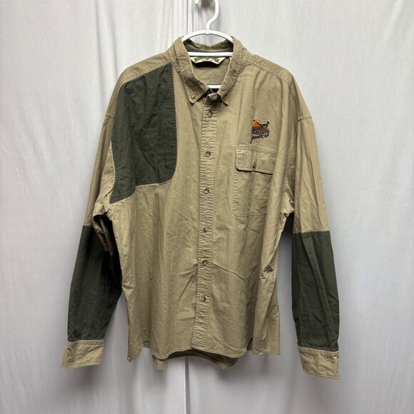 Bob Allen Tan Green Long Sleeve Shirt Mens Size 4XL Cotton Hunting Embroidered - Picture 1 of 8